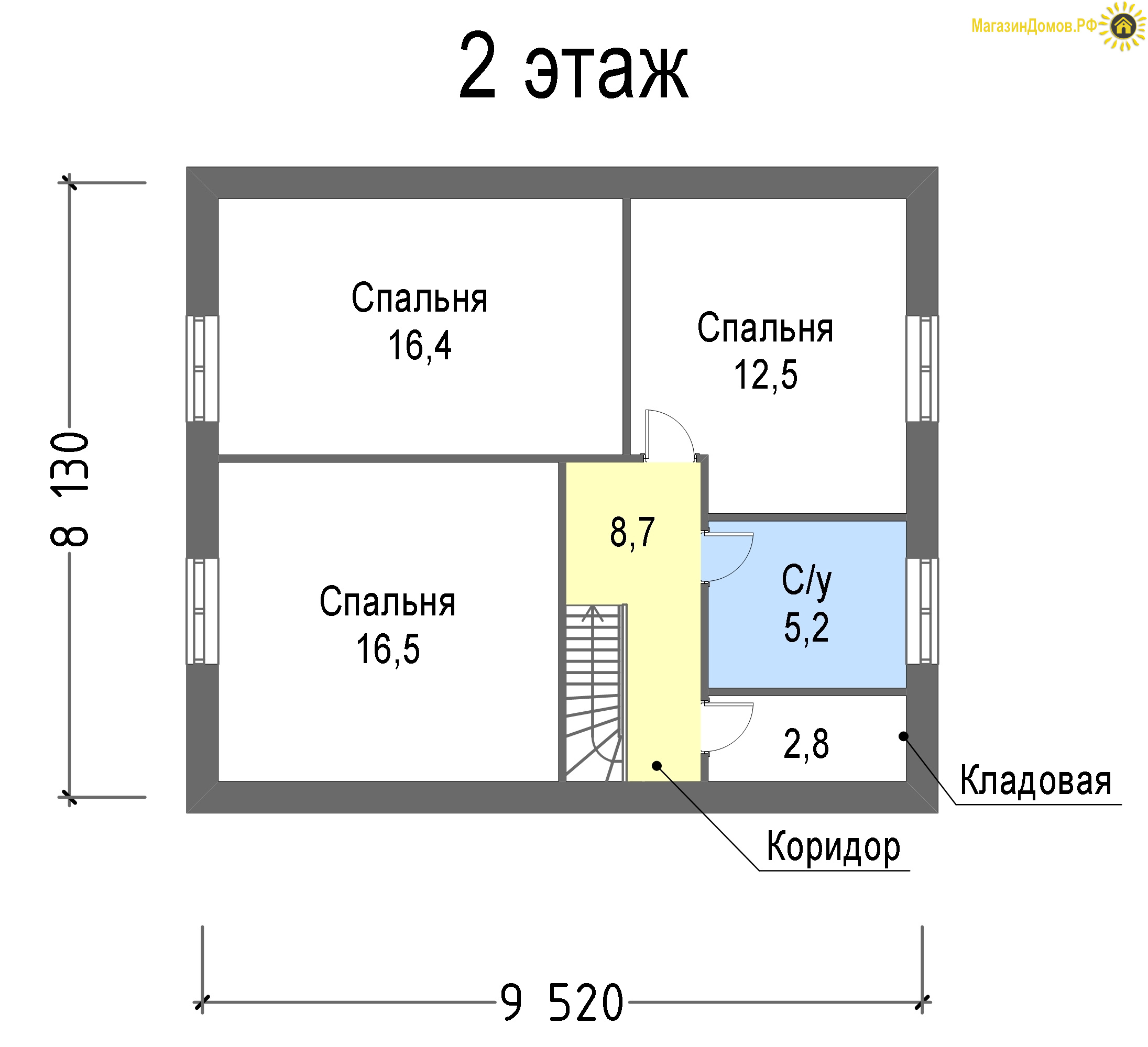 Дом из газобетона 8х10 под ключ в Москве, площадь 125 м2, 2 этажа. Проект и  цена на сайте компании Светлый Дом